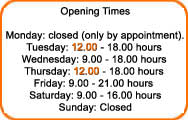 Onze openingstijden